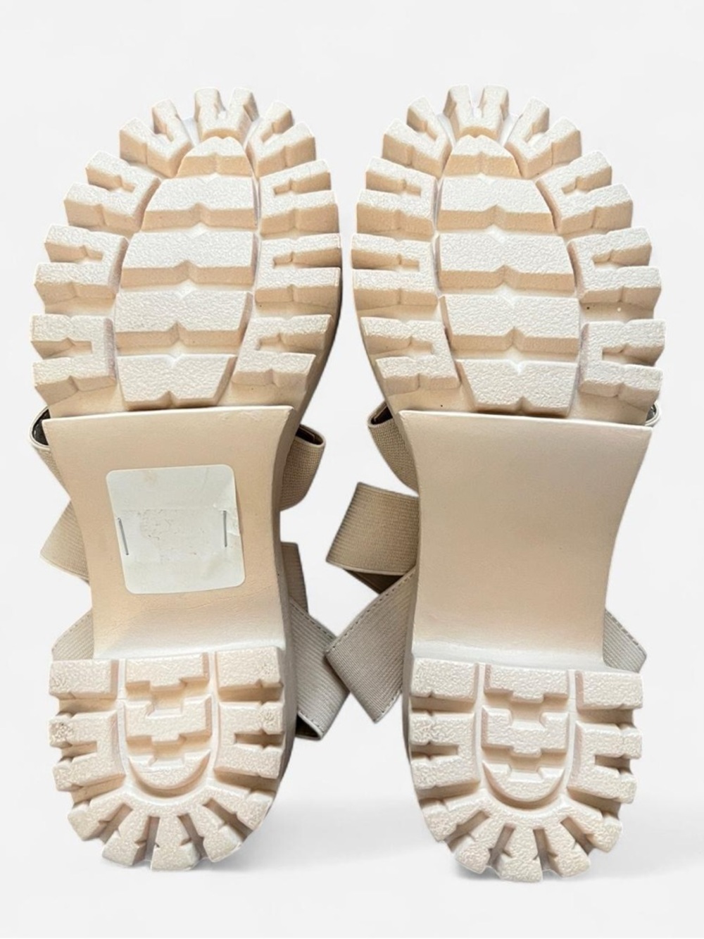 Madden Girl Templee Platform Block Heel Sandal in Sand Stretch - Picture 6 of 6
